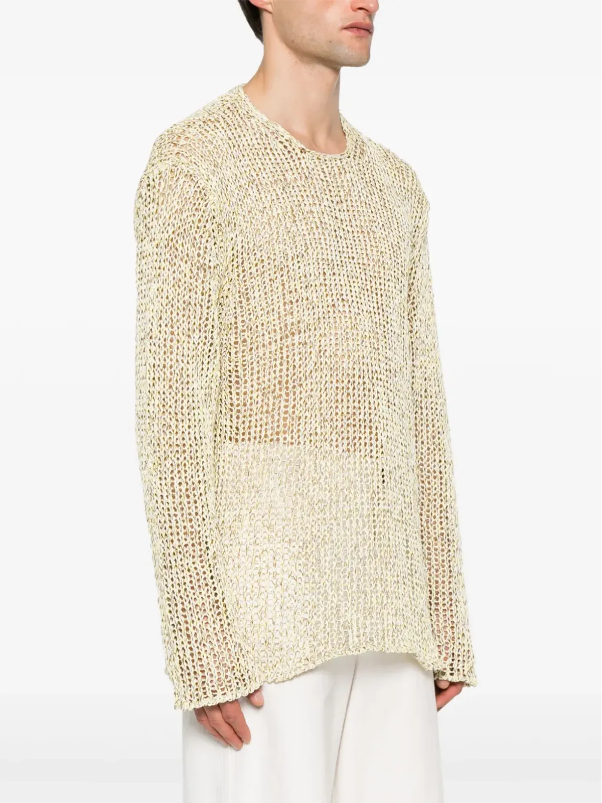 Jil Sander オープンニット アップリケロゴ ジャンパー - イエロー - 画像3