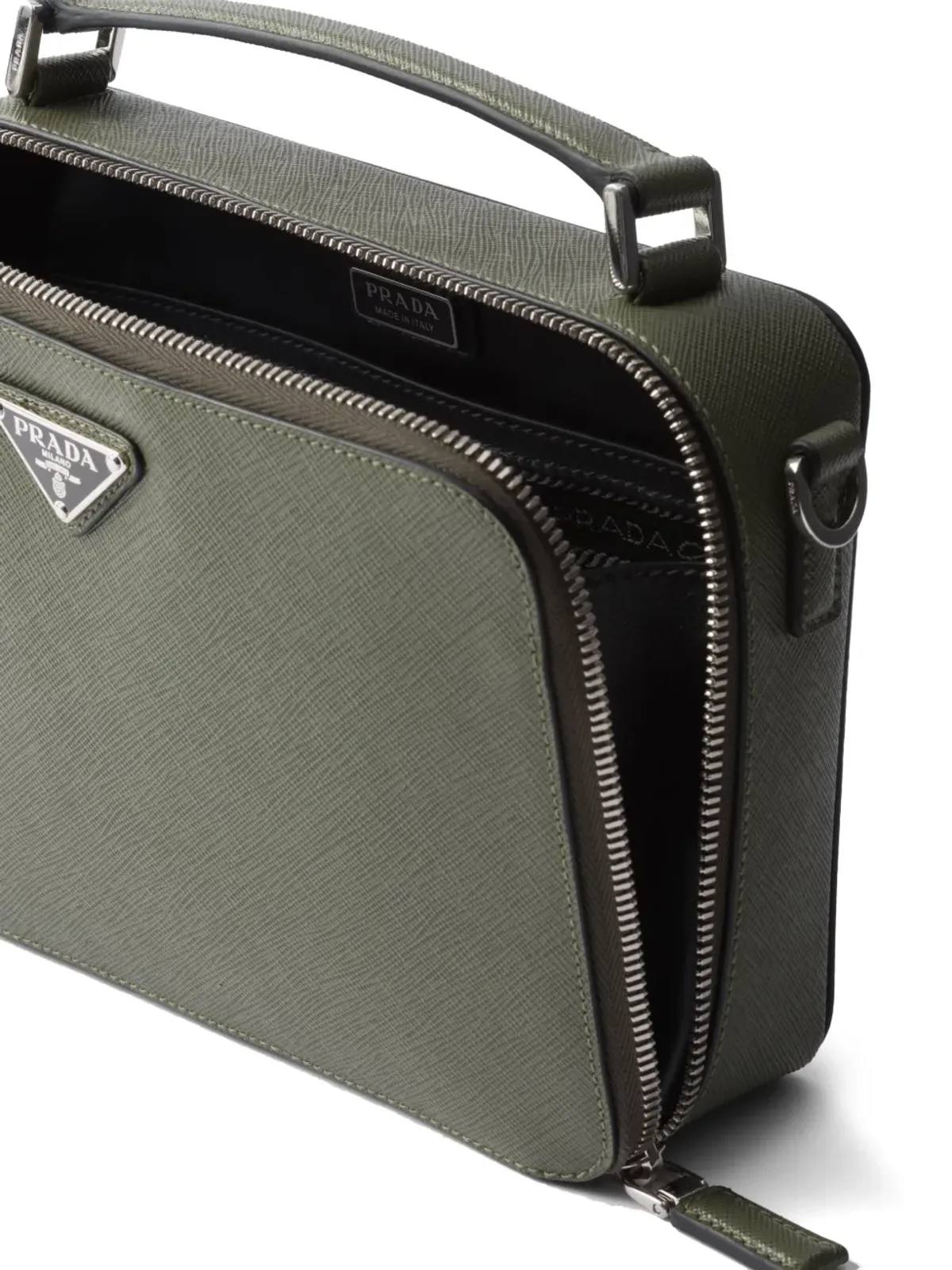 Prada ミディアム ブリックレザー メッセンジャーバッグ グリーン - 画像5