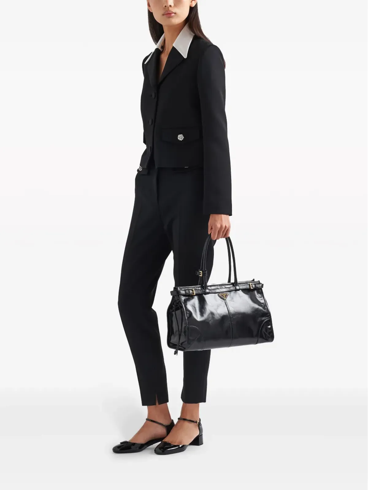Prada 大型ボニー トートバッグ - ブラック - 画像2