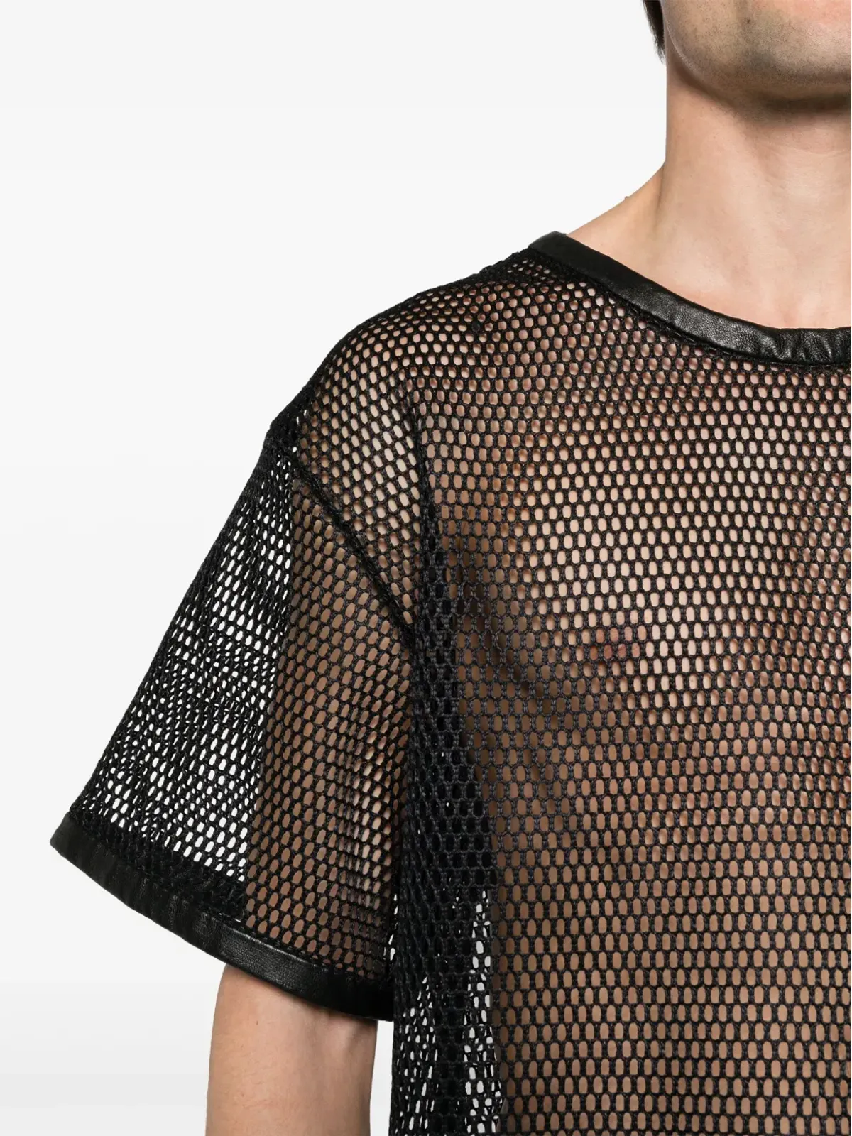 Jil Sander パンチングレザー・トリム Tシャツ - 画像5