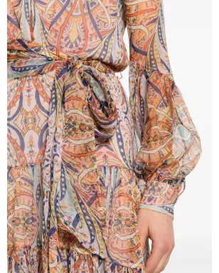 ETRO グラフィックプリント入りシルク ミディドレス - ニュートラルカラー - サムネイル5