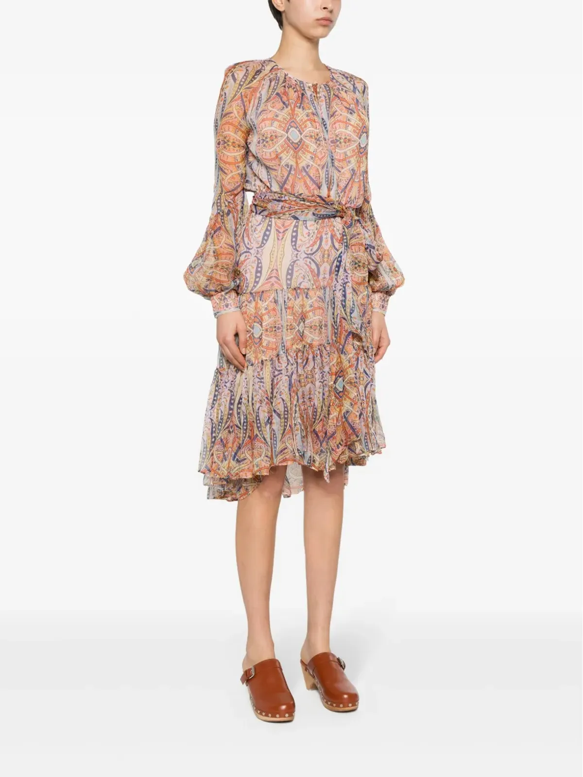 ETRO グラフィックプリント入りシルク ミディドレス - ニュートラルカラー - 画像3