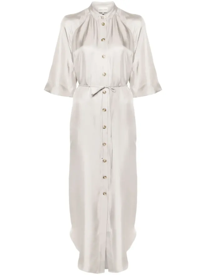 Loulou de Saison LouLou de Saison Durion 結びウエストのシルクシャツドレス - グレーの商品画像