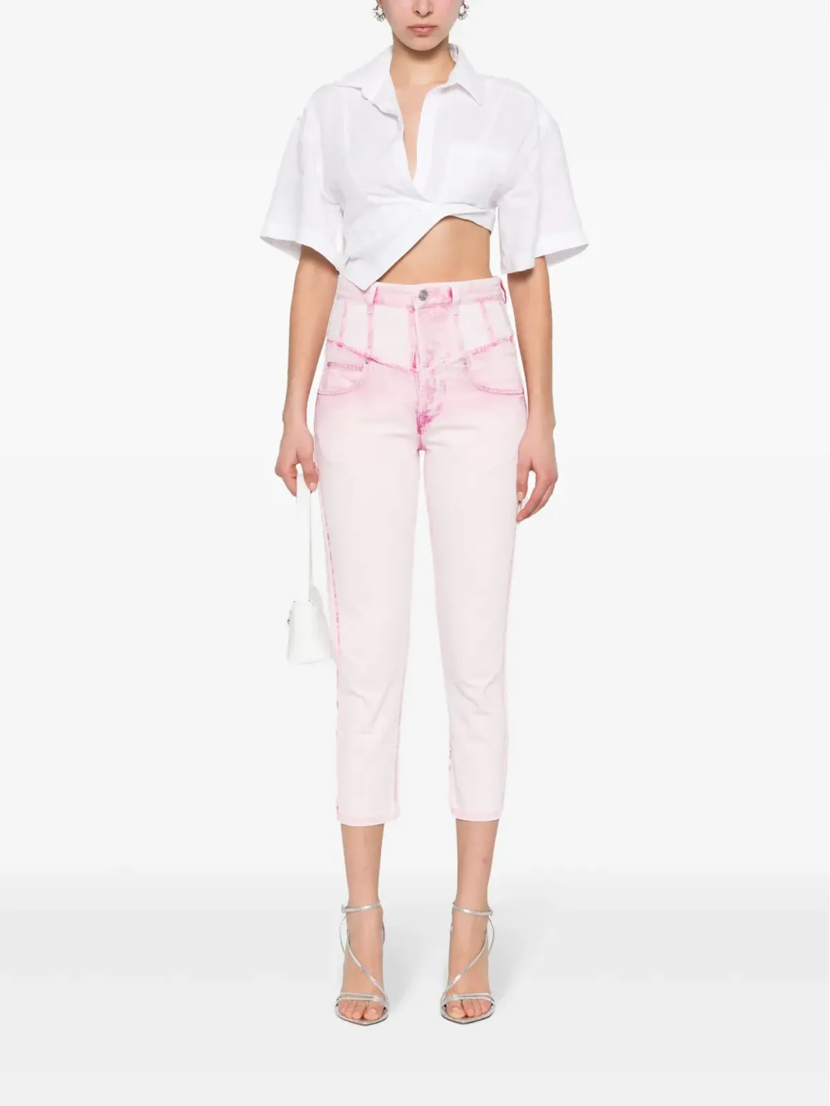 ISABEL MARANT オリヴィアーニ ハイライズ クロップドジーンズ - ピンク - 画像2