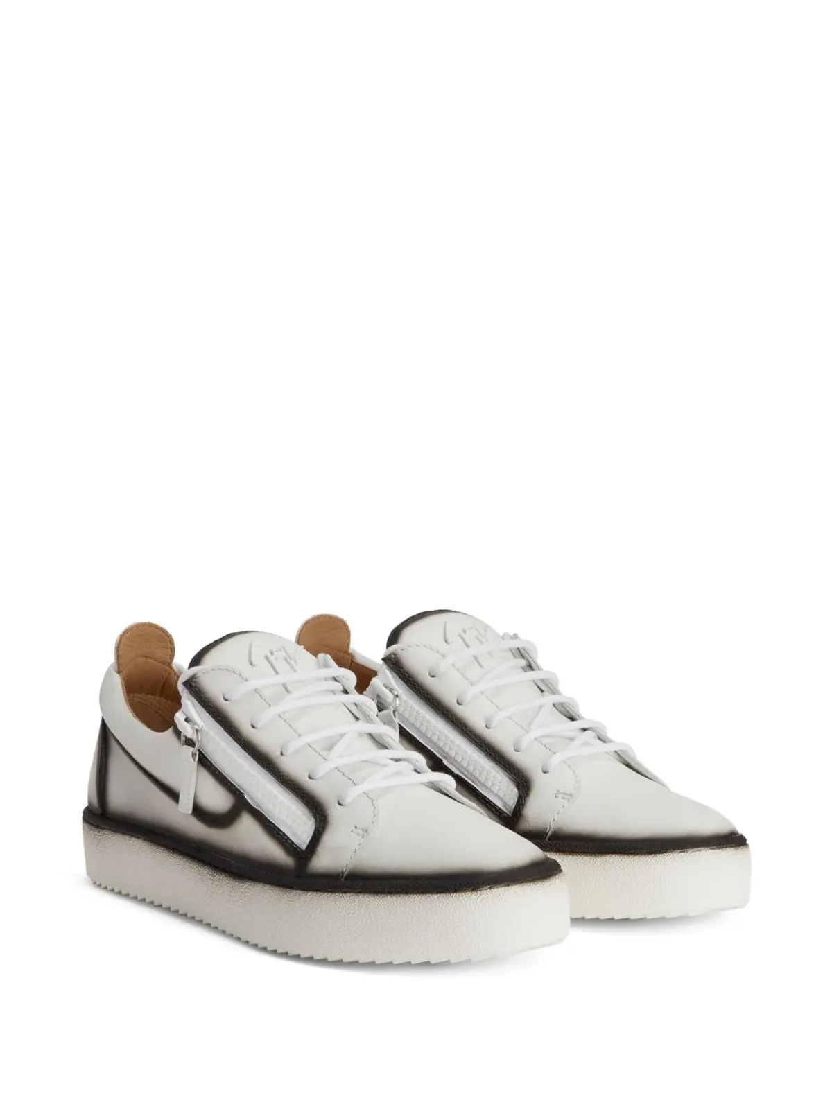 Giuseppe Zanotti フランキー シームディテール ダブルジップ ローカットスニーカー - ホワイト - 画像2