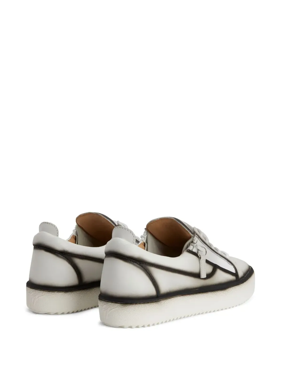 Giuseppe Zanotti フランキー シームディテール ダブルジップ ローカットスニーカー - ホワイト - 画像3