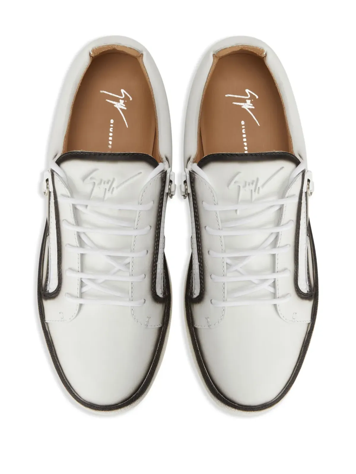 Giuseppe Zanotti フランキー シームディテール ダブルジップ ローカットスニーカー - ホワイト - 画像4