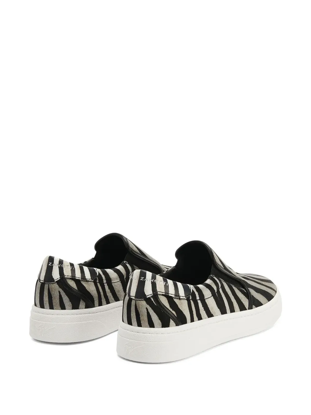 Giuseppe Zanotti GZ94 ゼブラ柄スリップオンスニーカー ブラック - 画像3