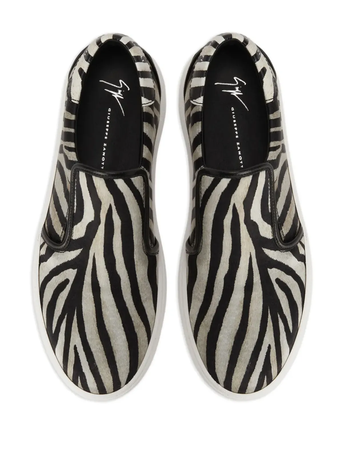 Giuseppe Zanotti GZ94 ゼブラ柄スリップオンスニーカー ブラック - 画像4