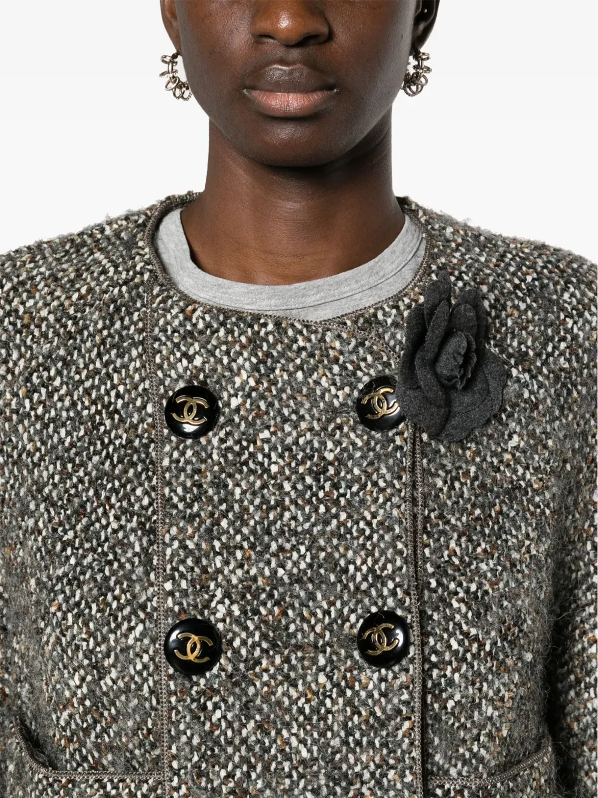 CHANEL ビンテージ 2000年代 ダブルブレスト ウールジャケット - グレー - 画像5