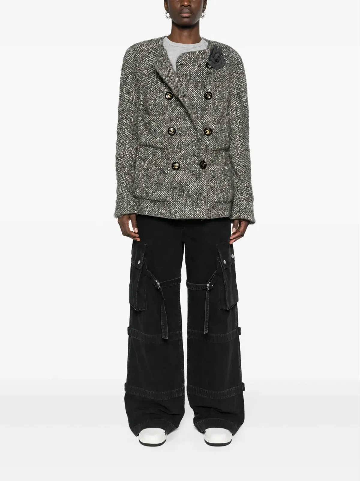 CHANEL ビンテージ 2000年代 ダブルブレスト ウールジャケット - グレー - 画像2