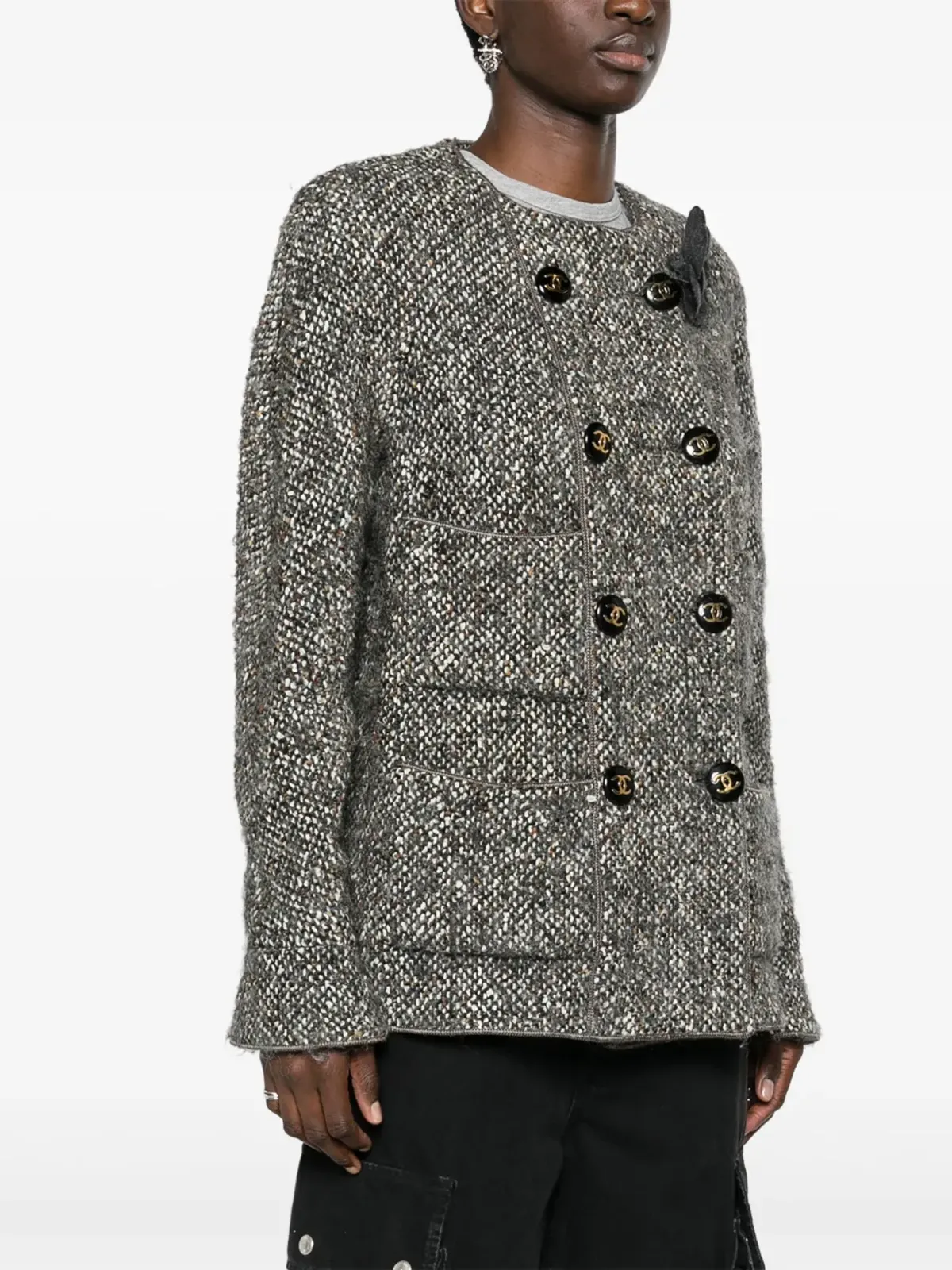 CHANEL ビンテージ 2000年代 ダブルブレスト ウールジャケット - グレー - 画像3