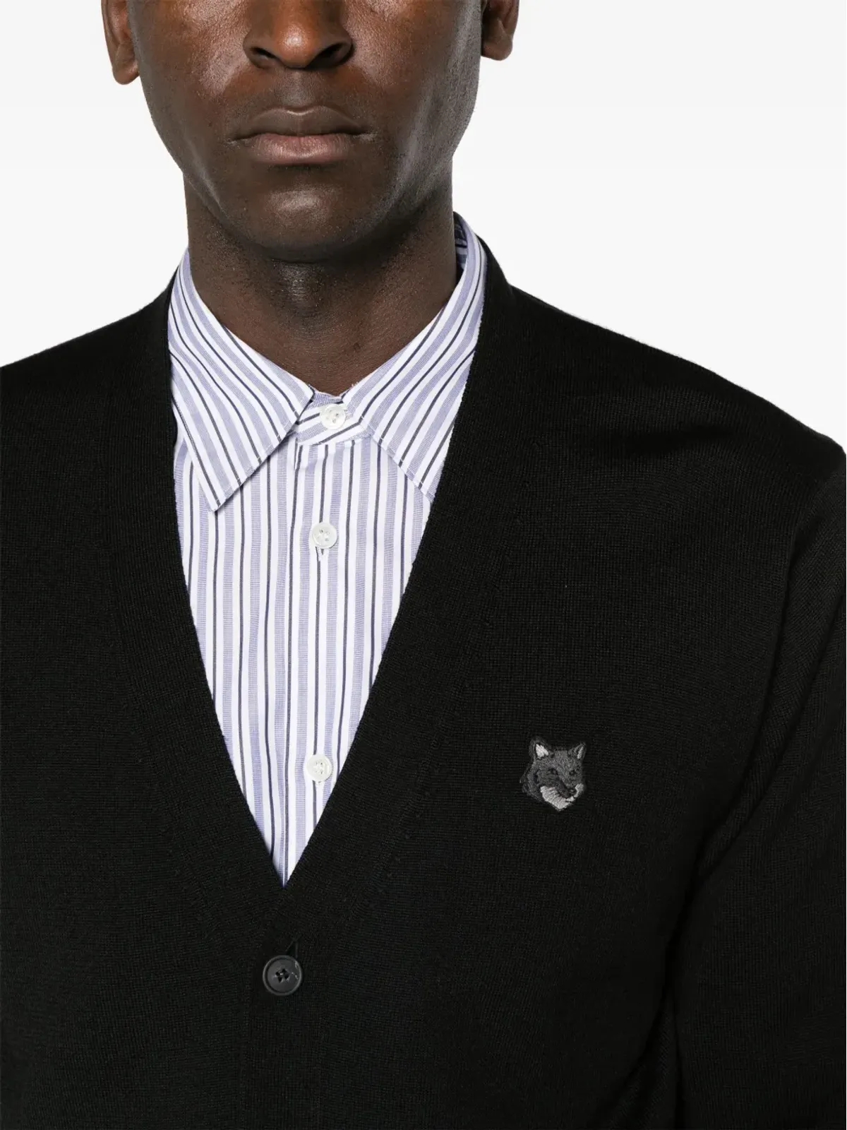 Maison Kitsuné Chillax Fox ウール カーディガン ブラック - 画像5