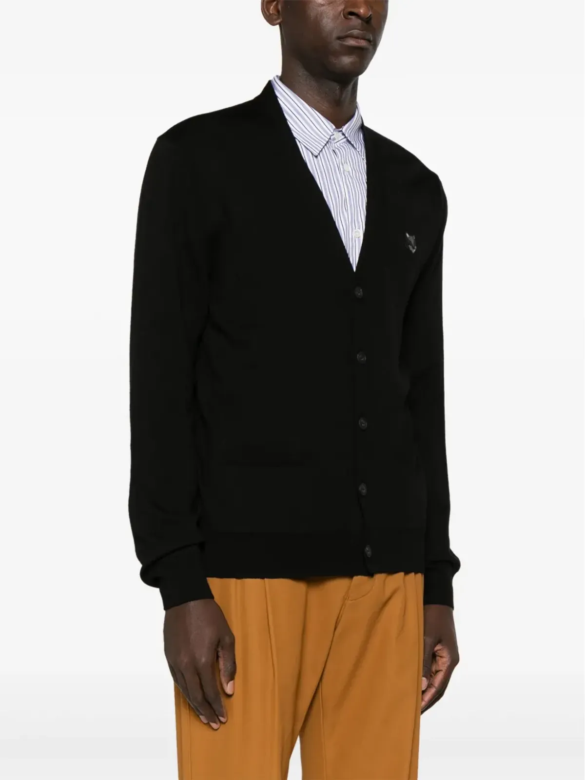 Maison Kitsuné Chillax Fox ウール カーディガン ブラック - 画像3