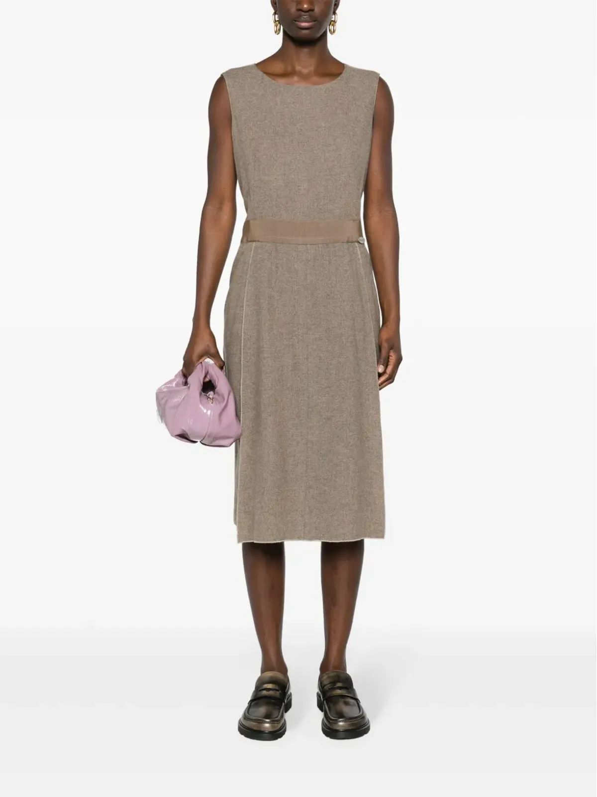 CHANEL ビンテージ ドレープカシミヤミディドレス - 画像2