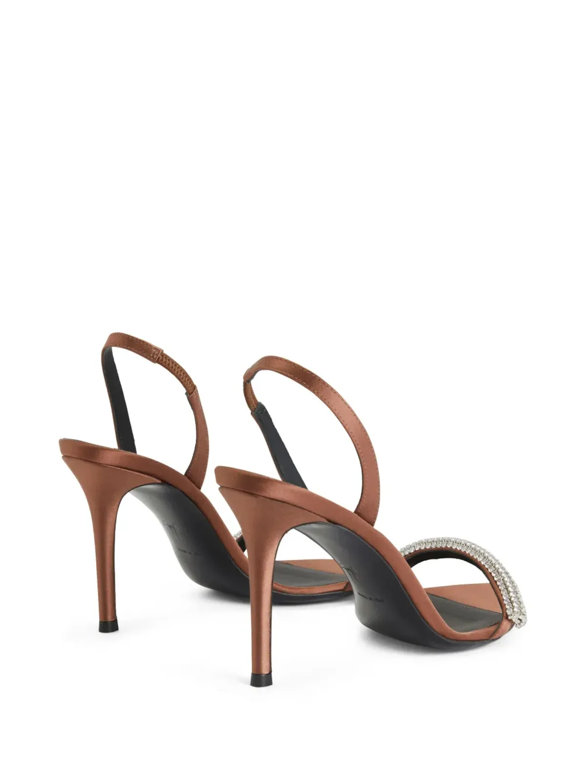 Giuseppe Zanotti Intriigo Galassia 90mm ラインストーン装飾付きサテンサンダル - ブラウン - 画像3