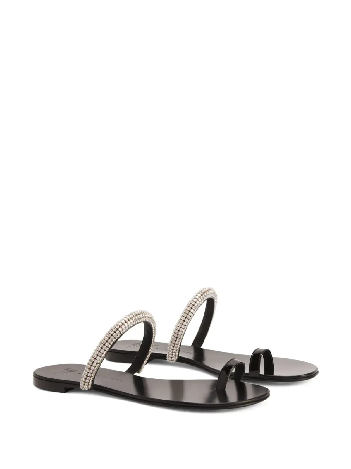Giuseppe Zanotti Galassia ラインストーン付き トゥーループ フラットサンダル - ブラック - 画像2