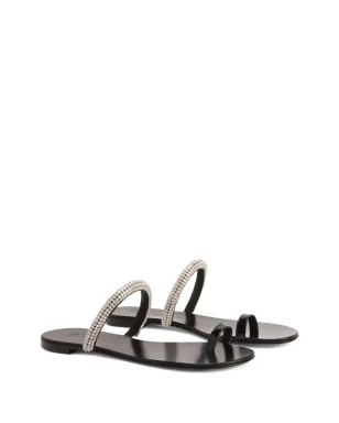 Giuseppe Zanotti Galassia ラインストーン付き トゥーループ フラットサンダル - ブラック - サムネイル2