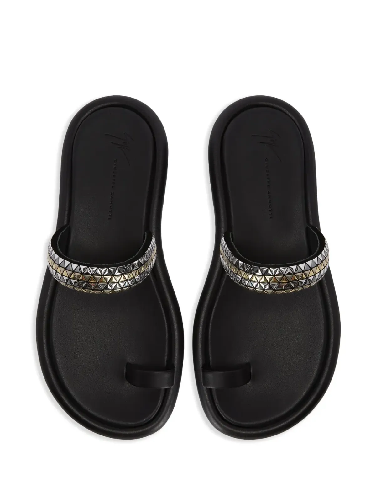 Giuseppe Zanotti レドゥアート スタッズ付き トゥーループ サンダル - ブラック - 画像4