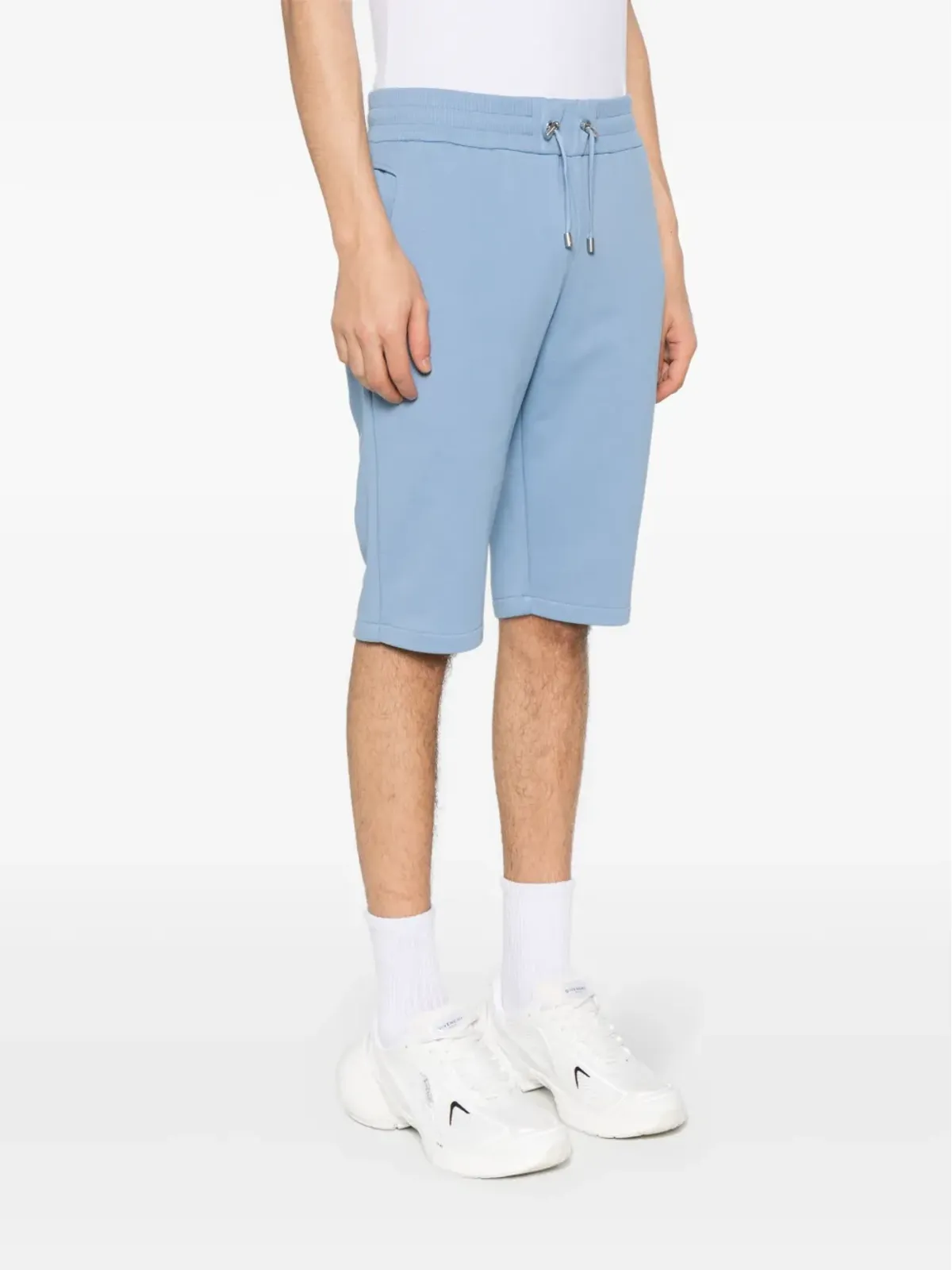 Balmain ロゴフロック加工 コットン トラックショーツ - 画像3
