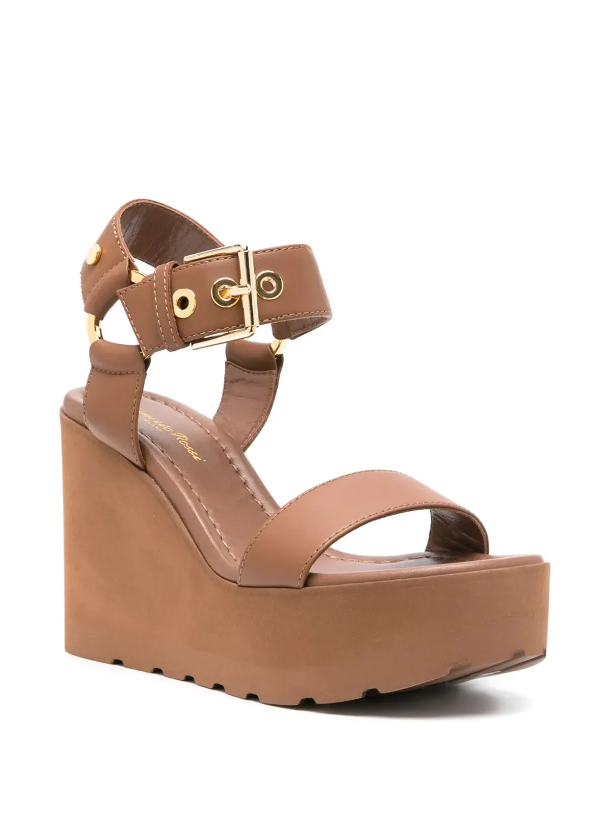 Gianvito Rossi レザーウェッジサンダル ブラウン - 画像2