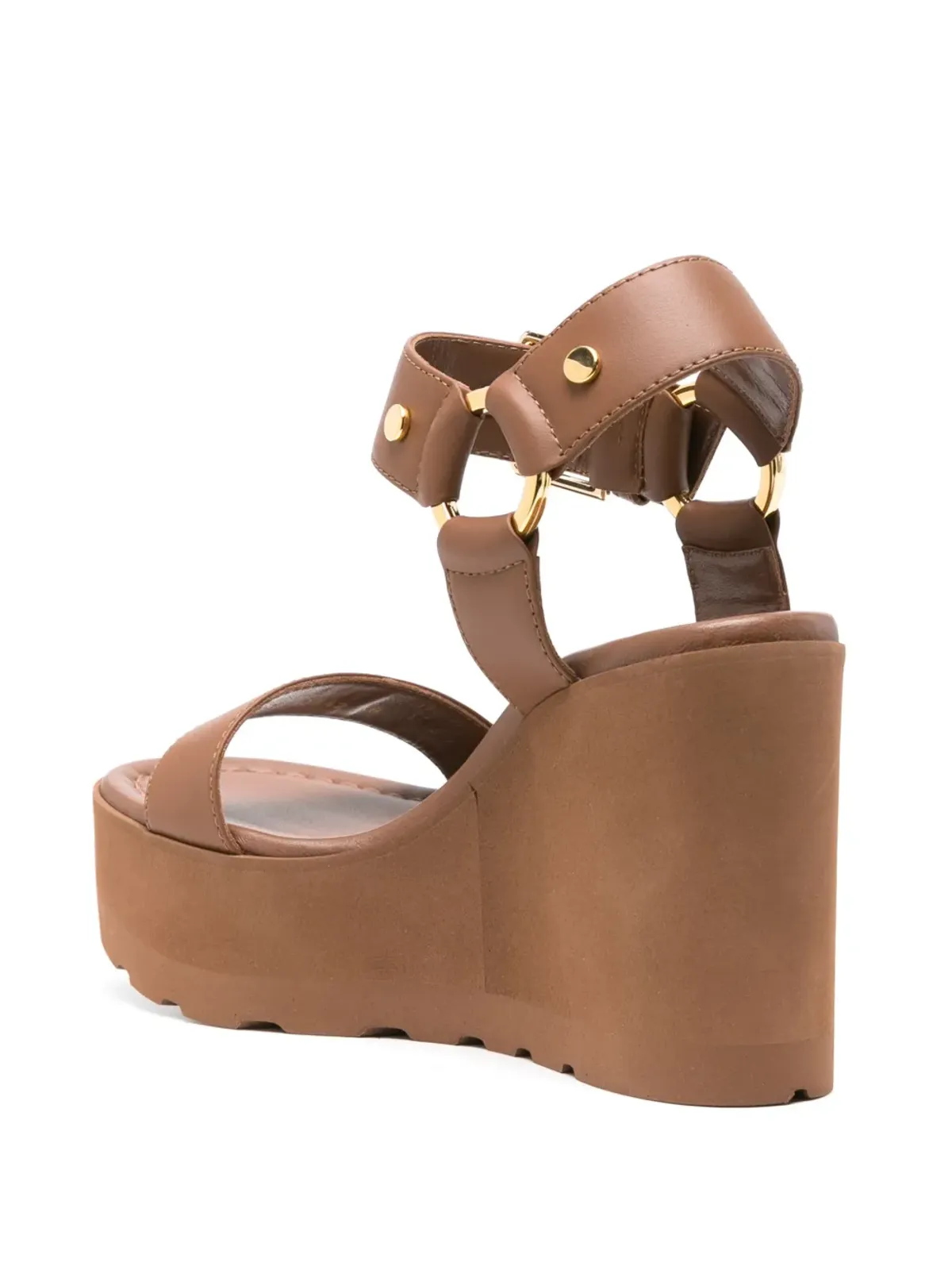 Gianvito Rossi レザーウェッジサンダル ブラウン - 画像3