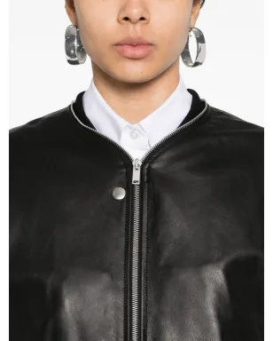 Jil Sander レザー ボンバー ジャケット - ブラック - サムネイル5