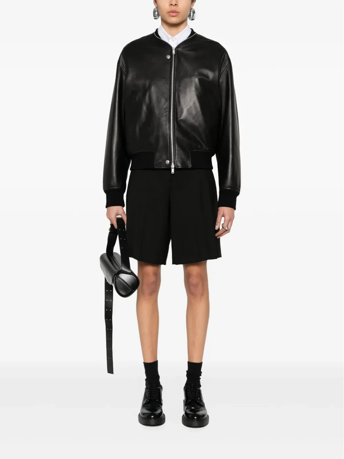 Jil Sander レザー ボンバー ジャケット - ブラック - 画像2