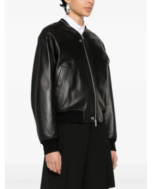 Jil Sander レザー ボンバー ジャケット - ブラック - サムネイル3