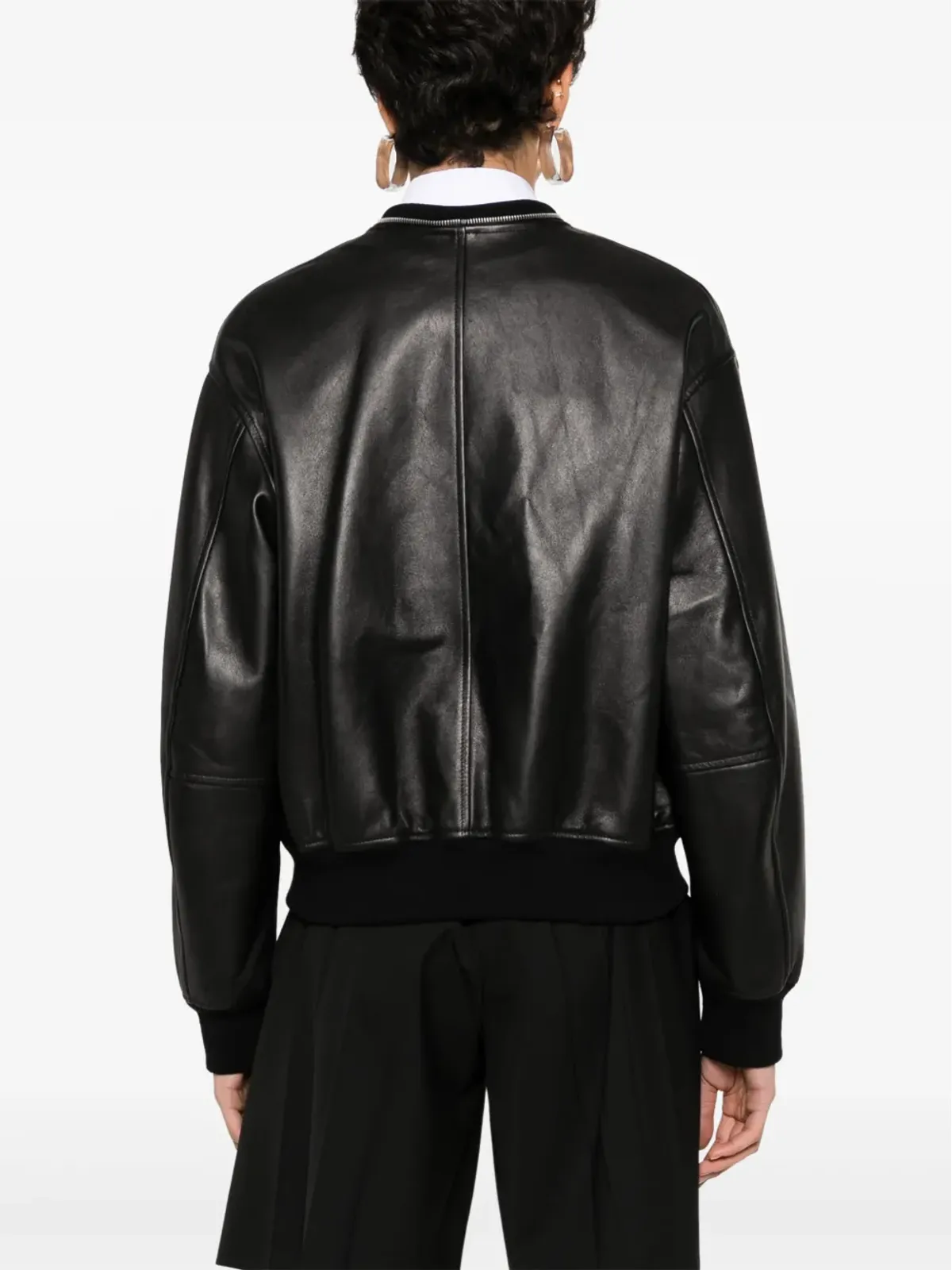 Jil Sander レザー ボンバー ジャケット - ブラック - 画像4