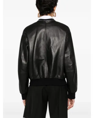 Jil Sander レザー ボンバー ジャケット - ブラック - サムネイル4