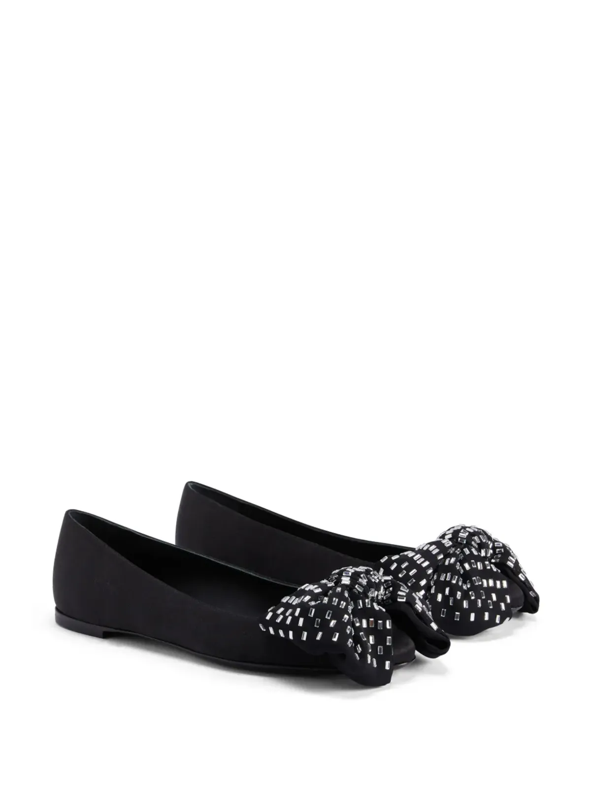 Giuseppe Zanotti アレクサンドリーヌ フラット クリスタル装飾リボン バレエシューズ - ブラック - 画像2