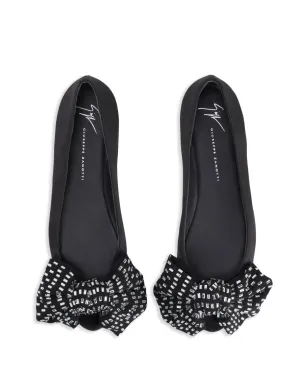 Giuseppe Zanotti アレクサンドリーヌ フラット クリスタル装飾リボン バレエシューズ - ブラック - サムネイル4
