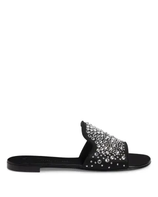Giuseppe Zanotti Andromedha ラインストーン装飾サテンサンダル - ブラック - サムネイル1