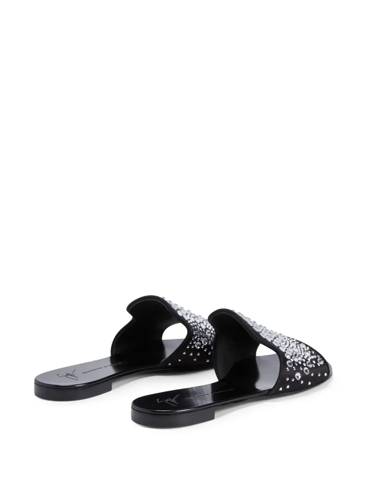Giuseppe Zanotti Andromedha ラインストーン装飾サテンサンダル - ブラック - 画像3