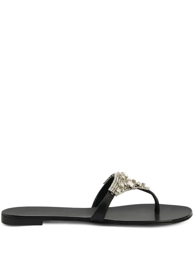 Giuseppe Zanotti Giuseppe Zanotti Clarett クリスタル装飾フラットサンダルの商品画像