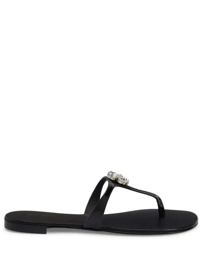 Giuseppe Zanotti Giuseppe Zanotti Brionne クリスタル付きレザーサンダル - ブラックの商品画像