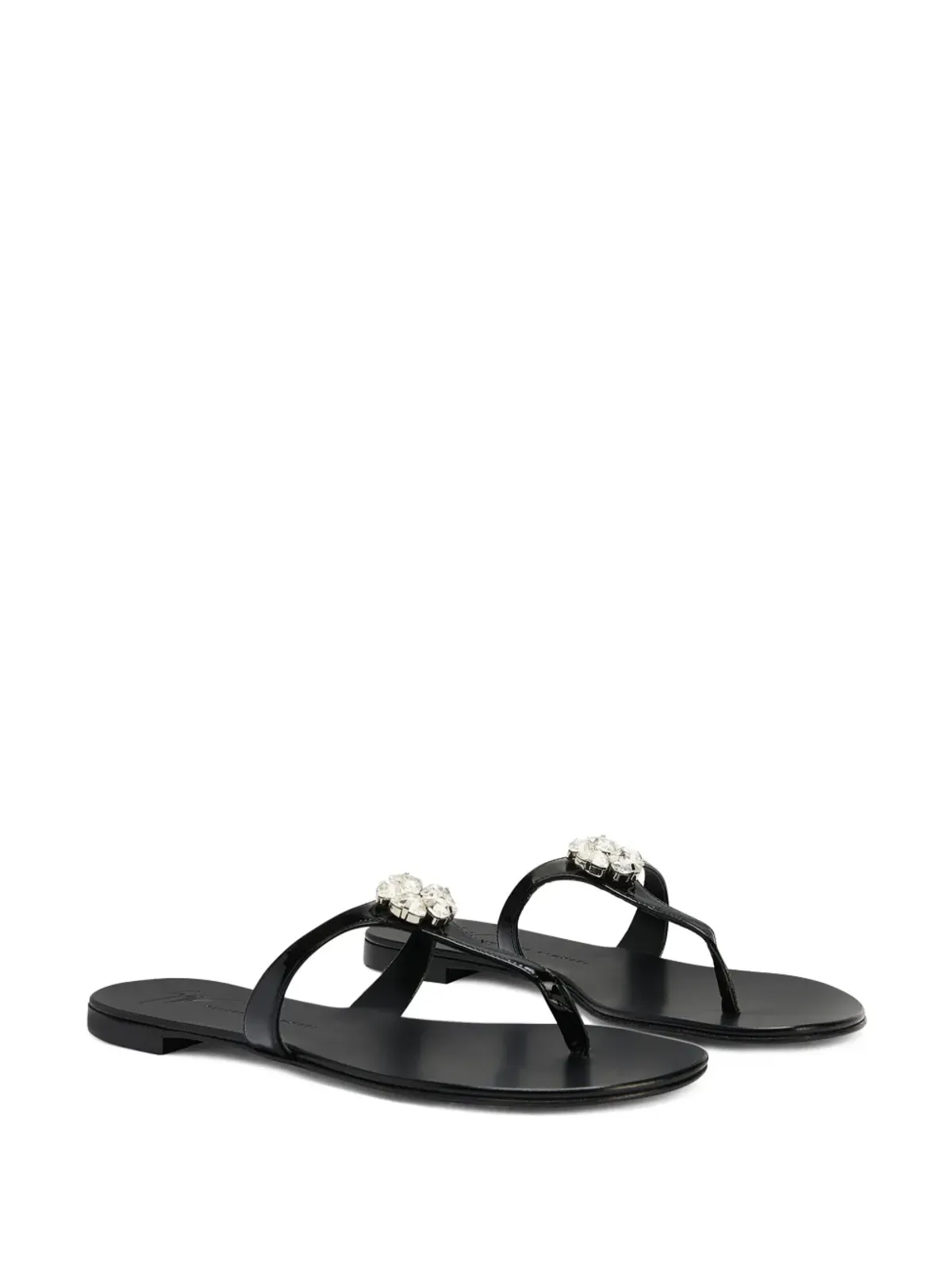 Giuseppe Zanotti Brionne クリスタル付きレザーサンダル - ブラック - 画像2
