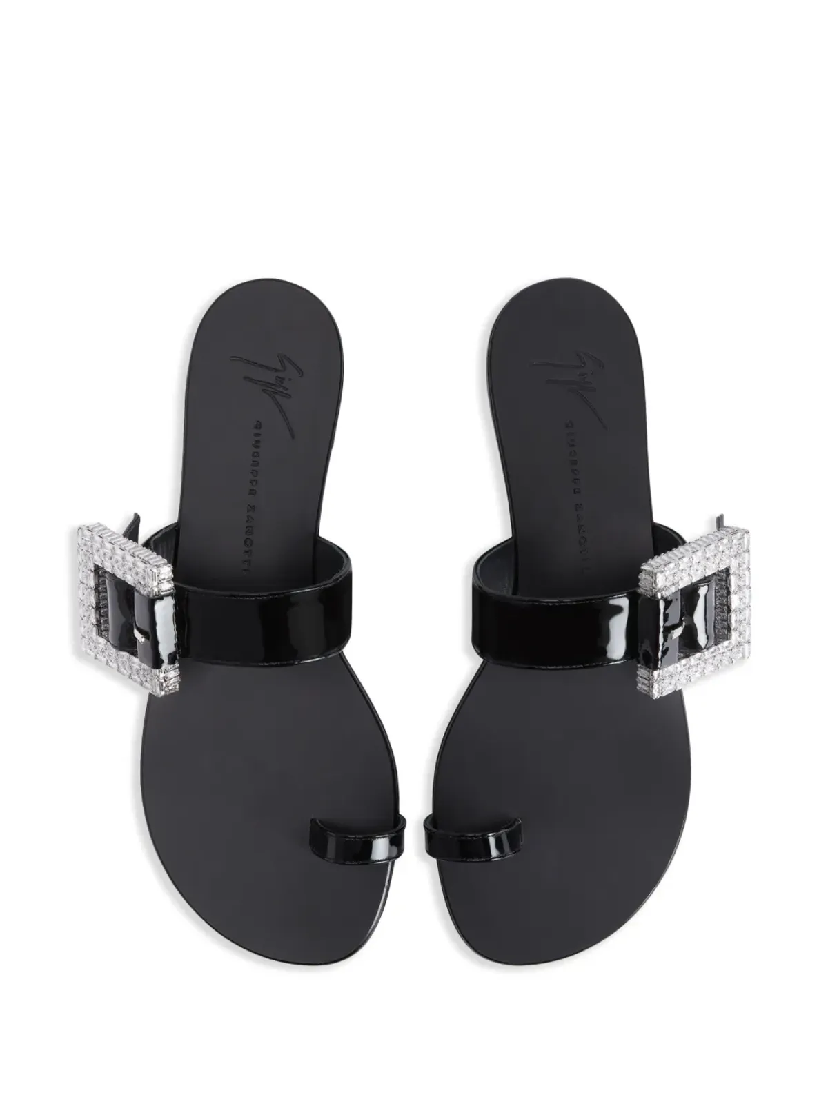 Giuseppe Zanotti Miss Buckle クリスタル装飾パテントサンダル - 画像4