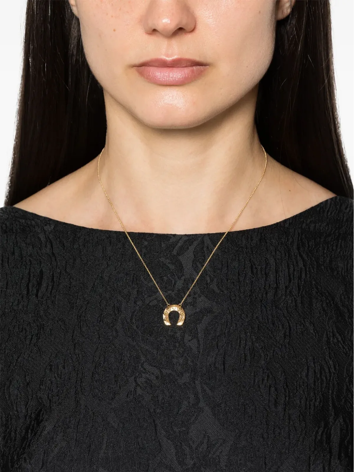Harwell Godfrey 18kt イエローゴールド ミニホースシュー ペンダント ネックレス - 画像2