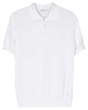 Manuel Ritz ロゴ刺繍入りファインニットポロシャツ - White - サムネイル1