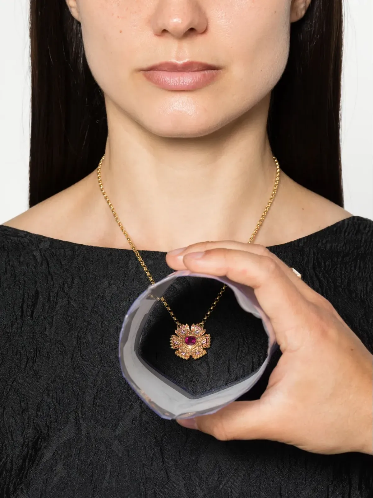 Harwell Godfrey 18kt yellow gold Petunia multi-stone necklace - 画像2