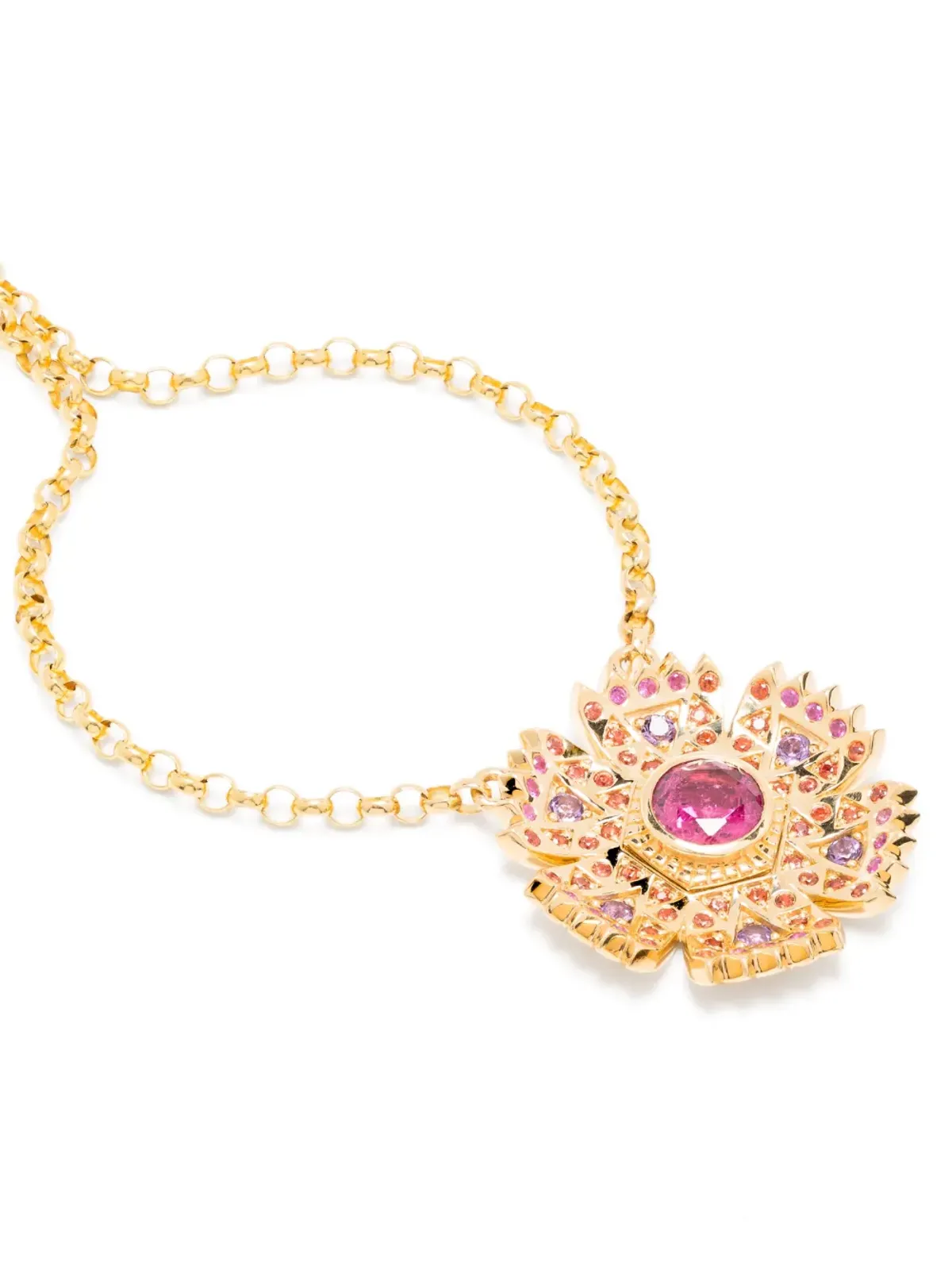 Harwell Godfrey 18kt yellow gold Petunia multi-stone necklace - 画像4