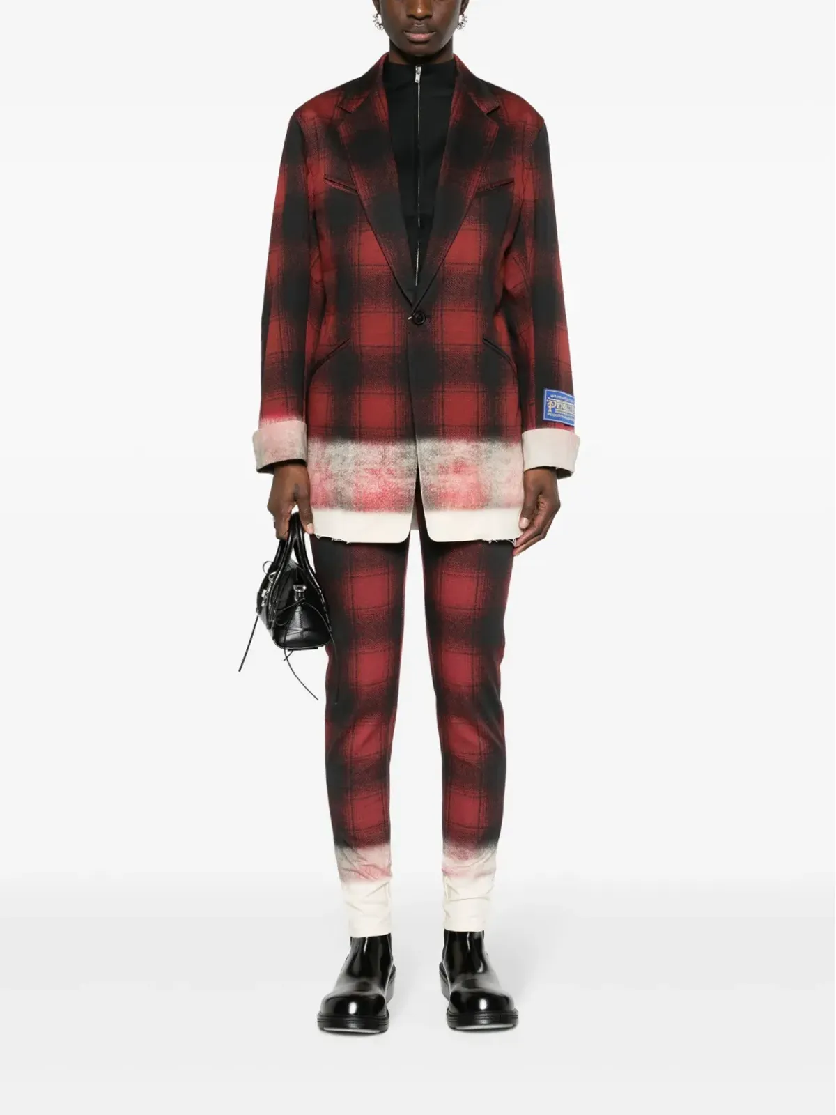 Maison Margiela タータンチェック柄 テーパードパンツ - グレー - 画像2