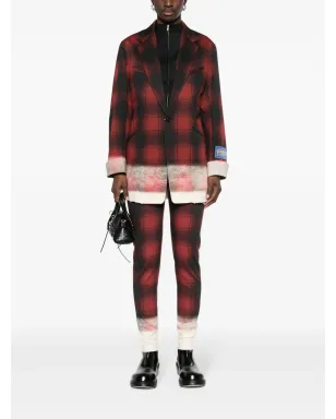 Maison Margiela タータンチェック柄 テーパードパンツ - グレー - サムネイル2