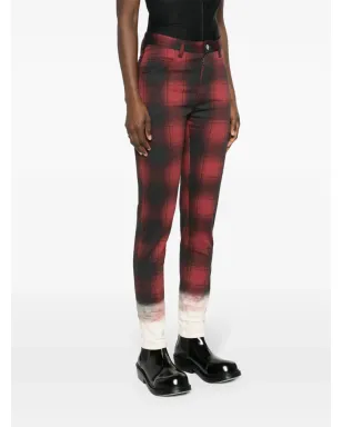 Maison Margiela タータンチェック柄 テーパードパンツ - グレー - サムネイル3