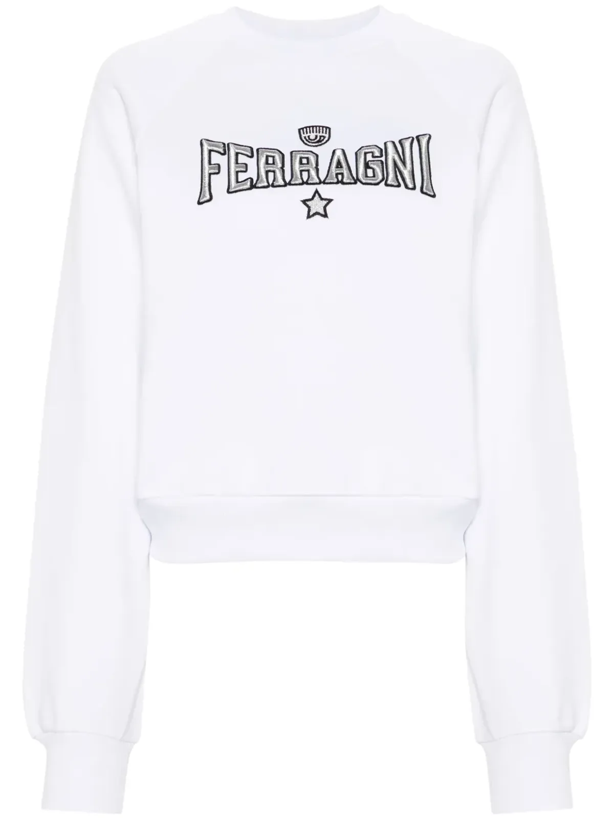 Chiara Ferragni 刺繍ロゴ コットン スウェット ホワイト - 画像1
