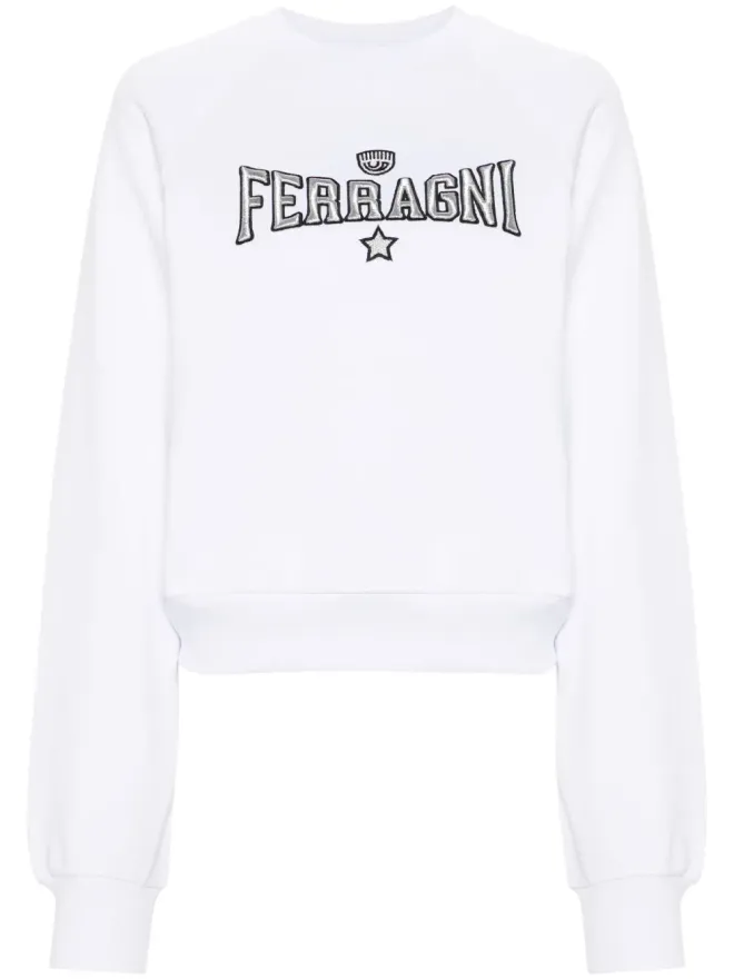 Chiara Ferragni Chiara Ferragni 刺繍ロゴ コットン スウェット ホワイトの商品画像