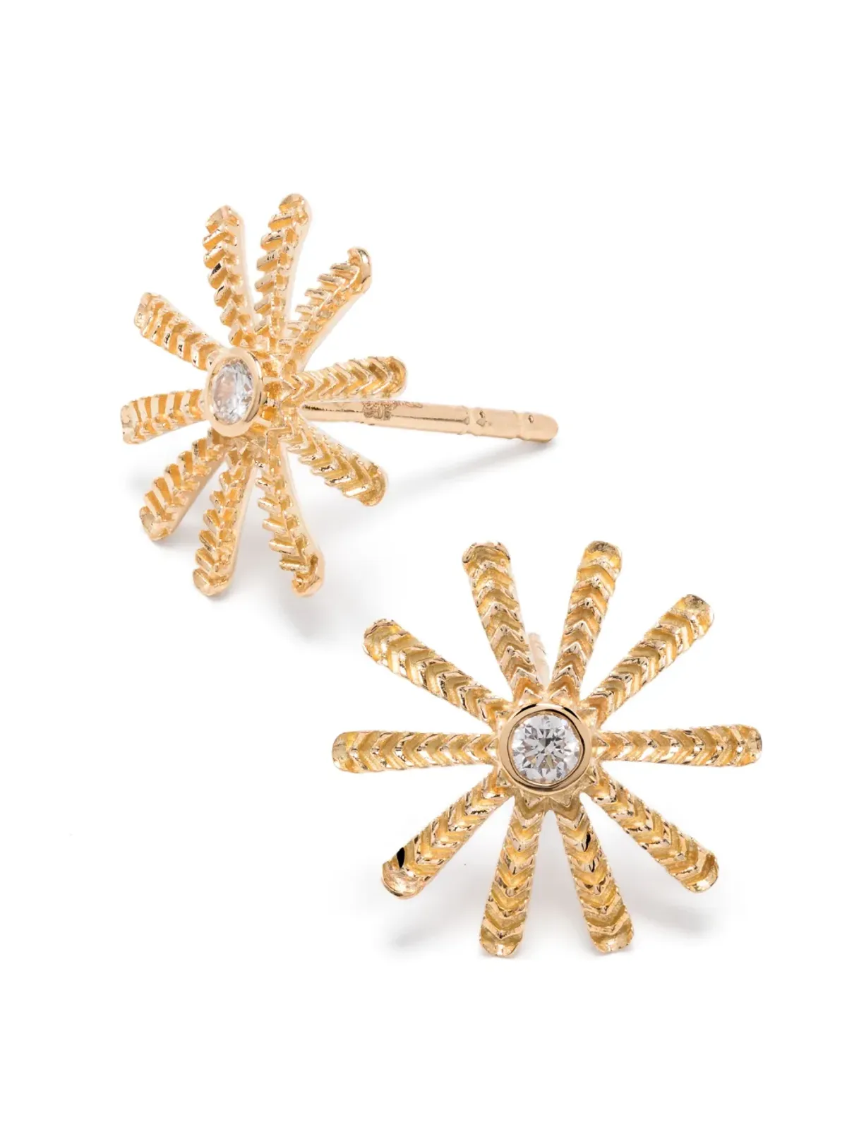 Harwell Godfrey 18kt イエローゴールド ミニひまわり ダイヤモンド ピアス（スタッド） - 画像4