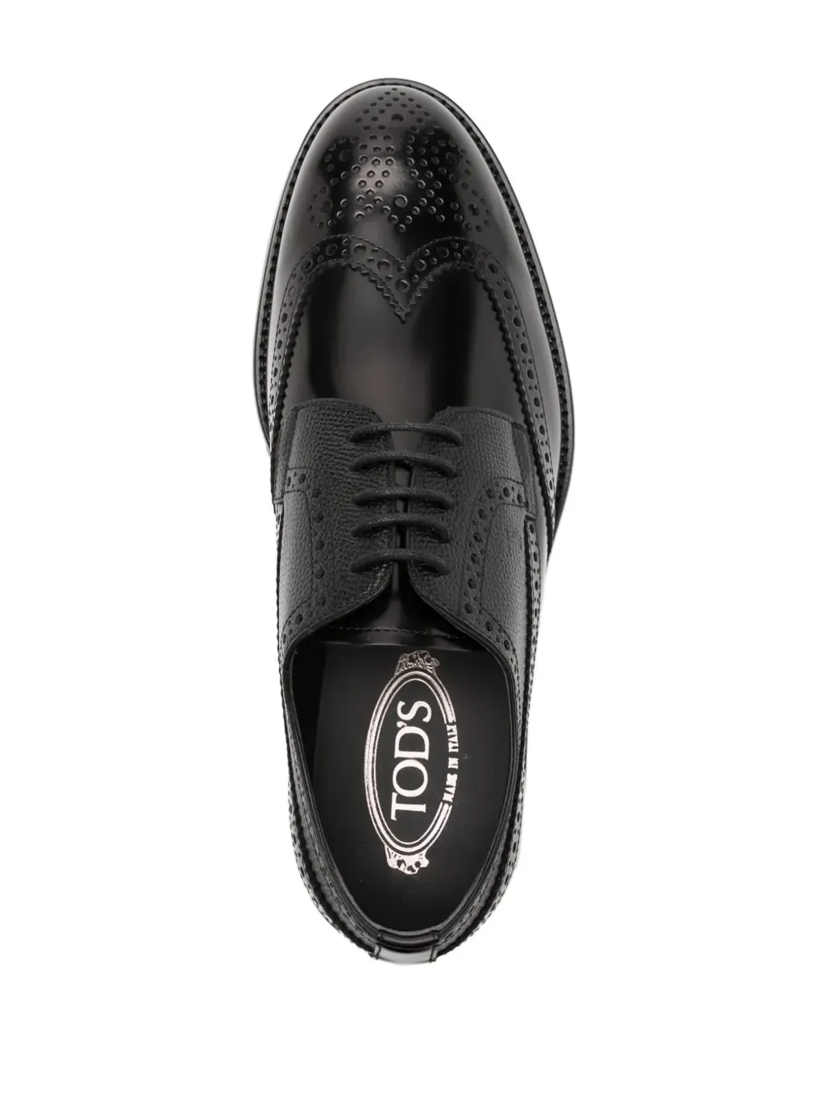 Tod's レースアップ レザー ブロッグス ブラック - 画像4